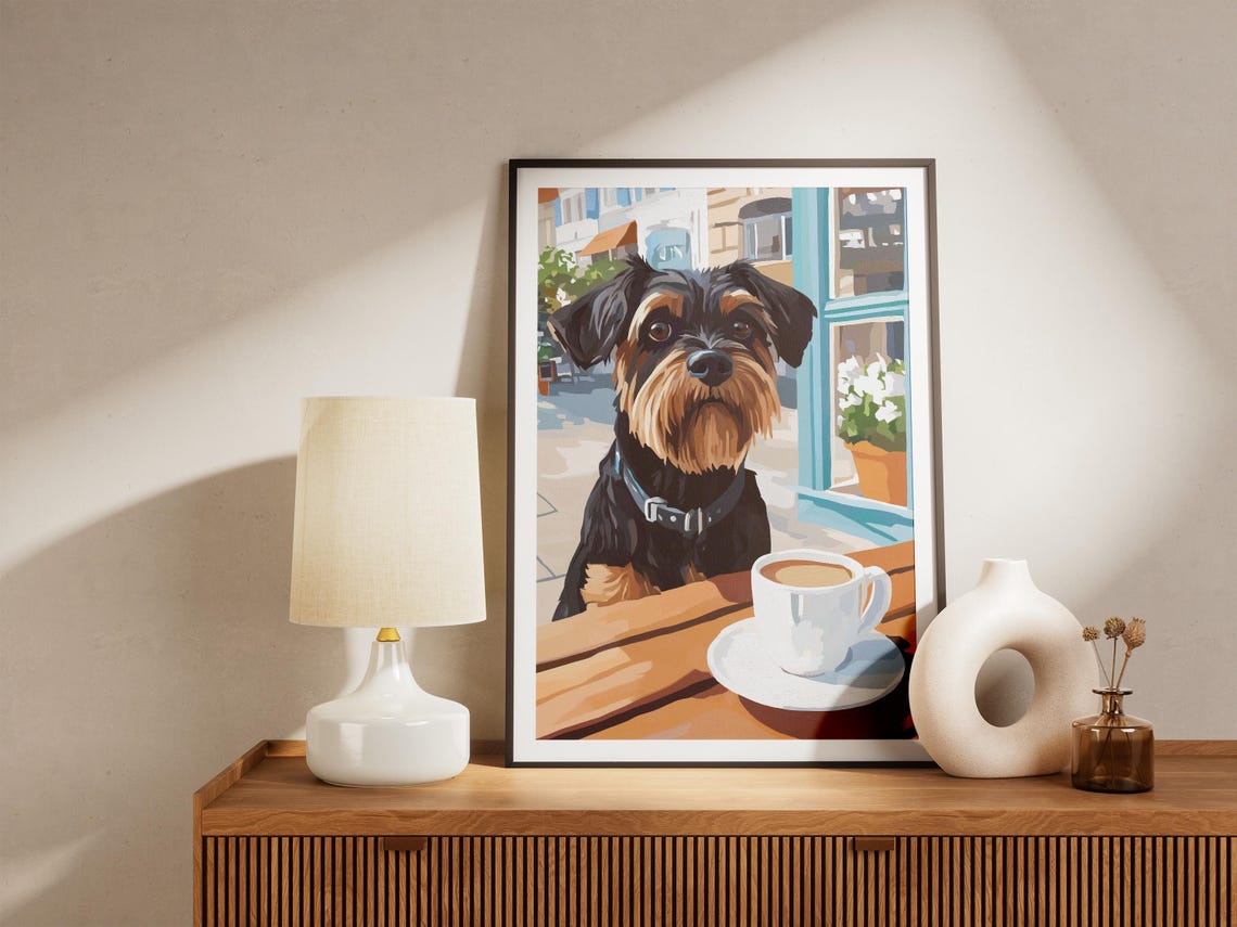 Mini Schnauzer Coffee Poster Dog Cafe Wall Decor Animal Lover Gift - Image 4