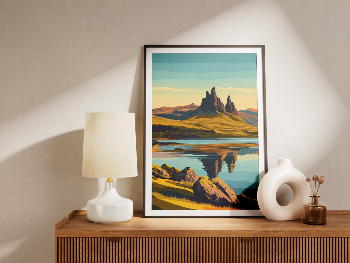 Isle of Skye Jagged Rock Pinnacle Reflection Golden Loch Poster - Image 5