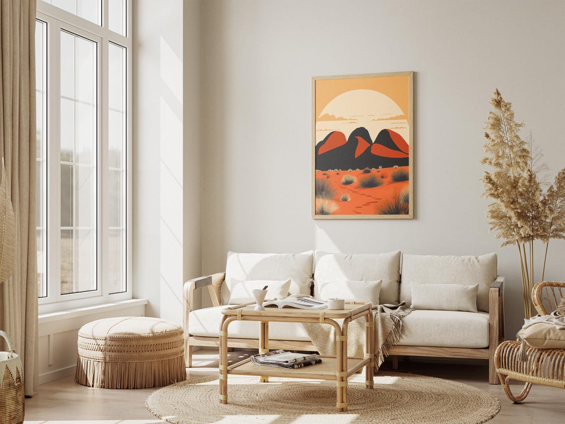 Australian Desert Dunes with Dark Mountains Art Poster Scenic - Image 4