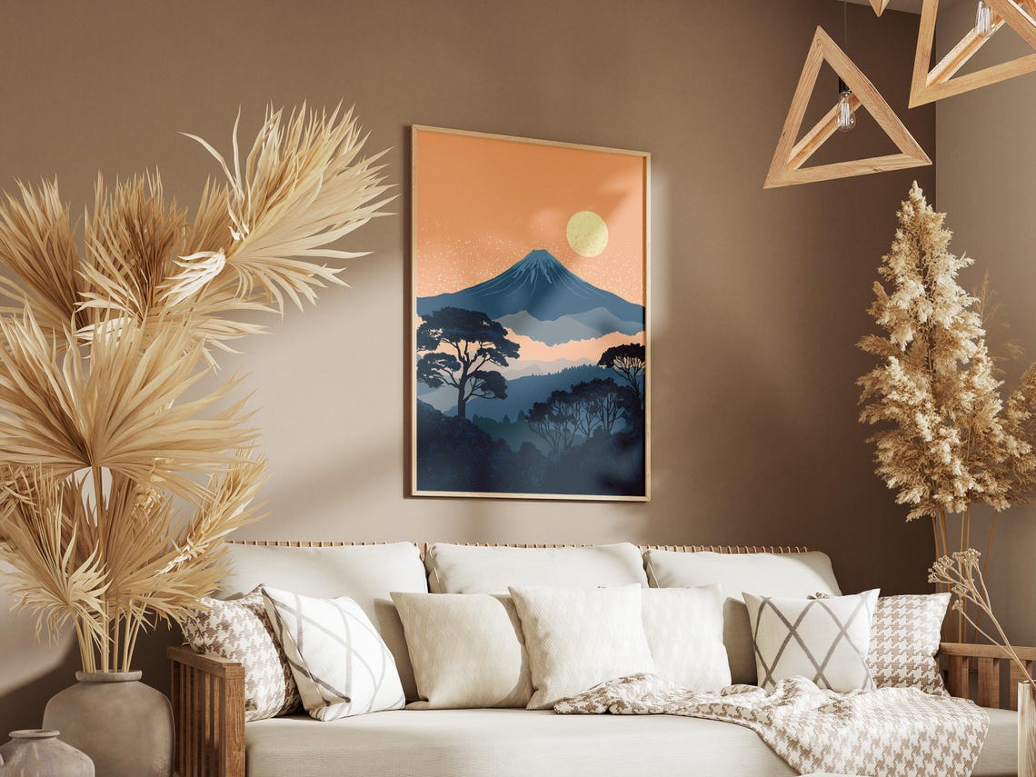 Rwanda Volcanoes National Park Moonlit Volcano Landscape Poster - Image 3