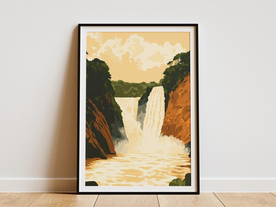 Murchison Falls Uganda Poster African Safari Waterfall Landscape