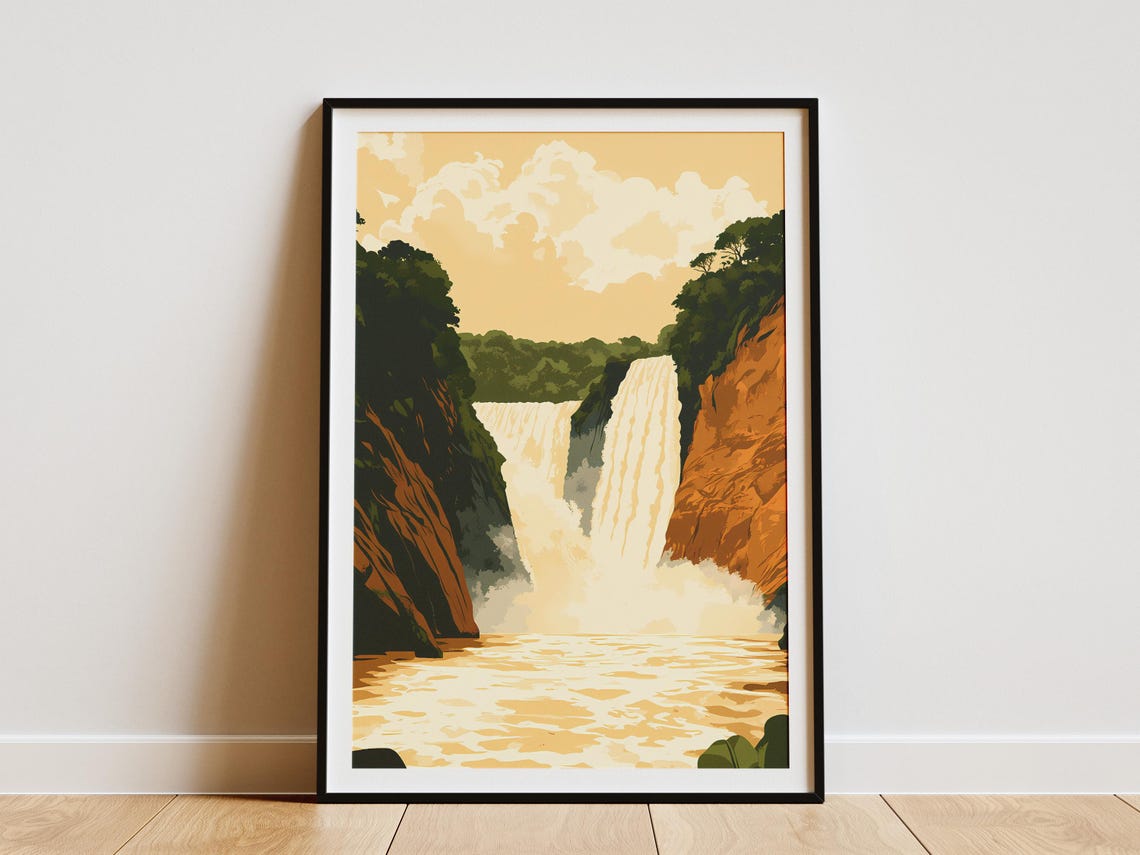 Murchison Falls Uganda Poster African Safari Waterfall Landscape