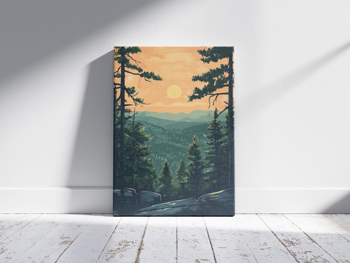 Arkansas Ozark Sunset Mountain Pine Forest Vintage Travel Art Poster - Image 2