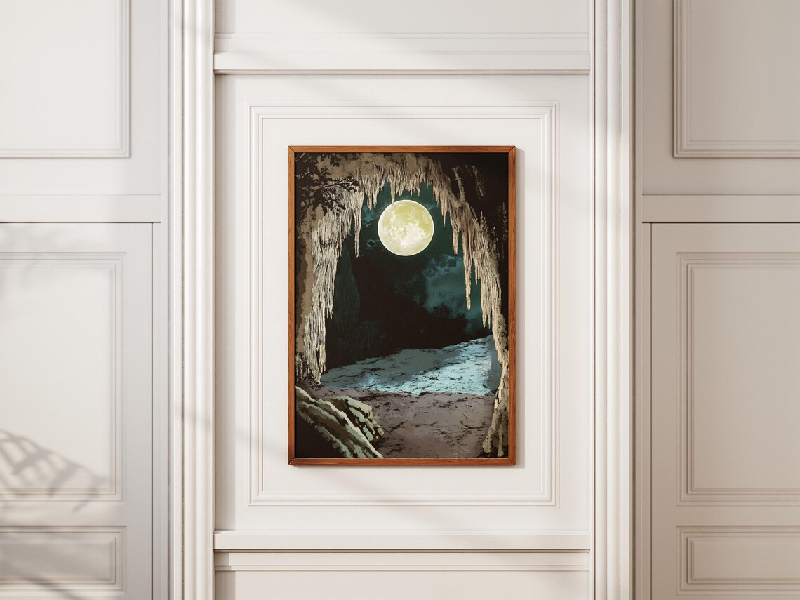 Mammoth Cave Kentucky Stalactite Cavern Moonlit Scene Vintage Travel Poster - Image 2