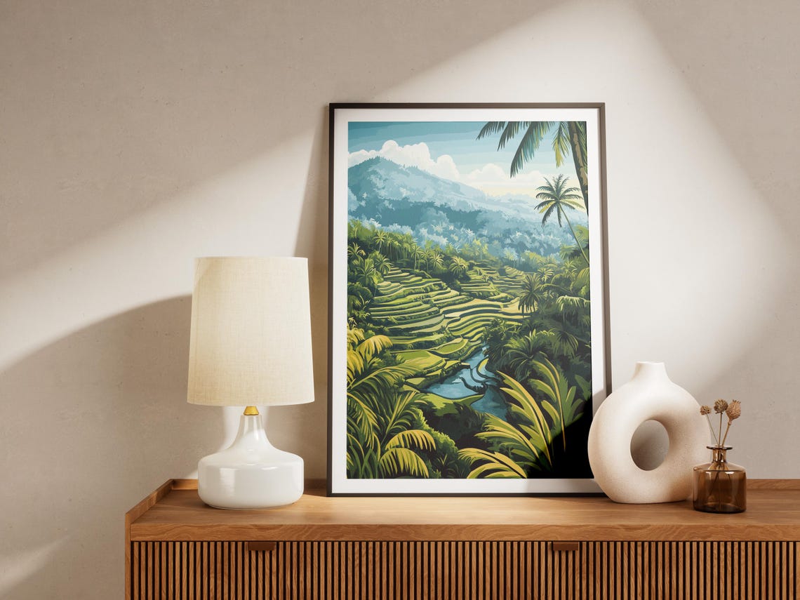 Bali Rice Terraces Lush Green Tropical Valley Landscape Poster - Image 4