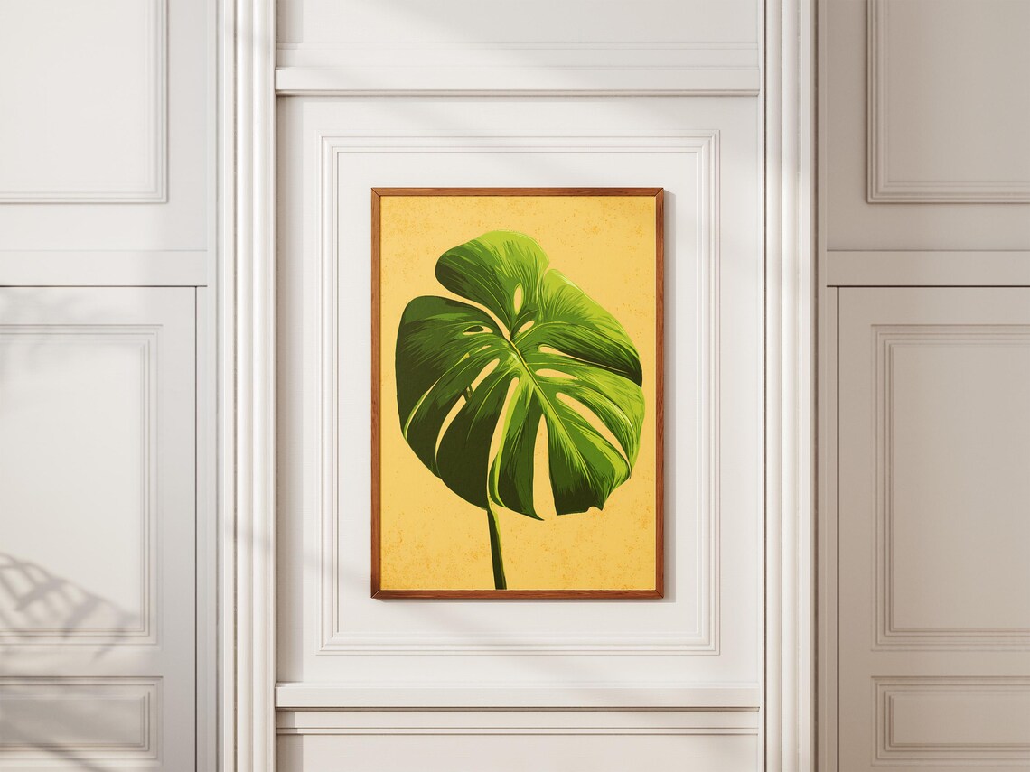 Monstera Leaf Art Print Tropical Plant Poster Botanical Wall Hawaiian Decor Modern Home Deliciosa - Image 2