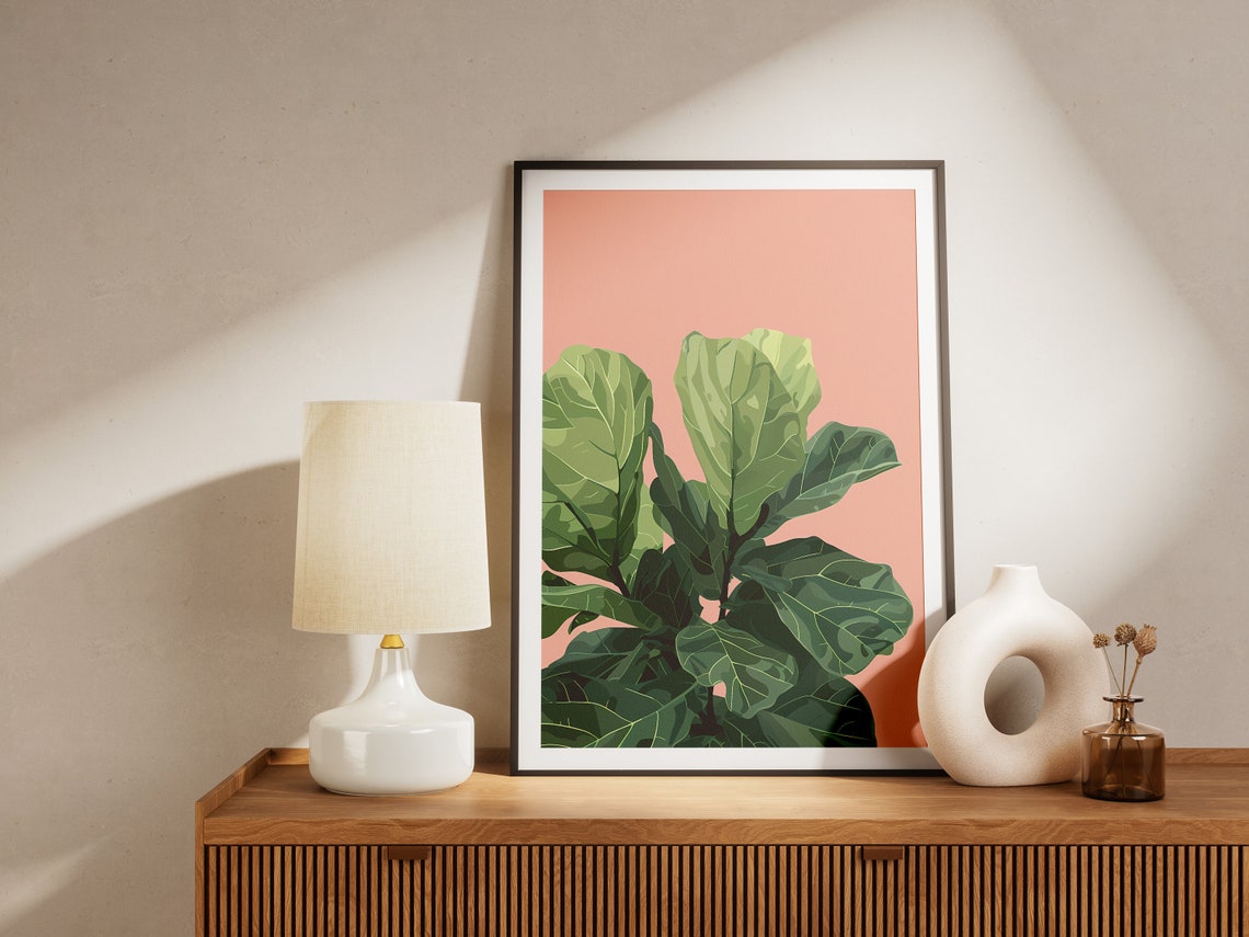 Fiddle Leaf Fig Plant Illustration Minimalist Botanical Art Print Modern Home Decor Wall Art Poster - Image 2