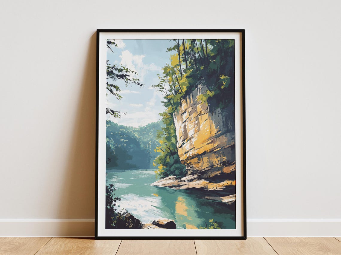 Red River Gorge Kentucky Sandstone Cliff River Nature Art Poster