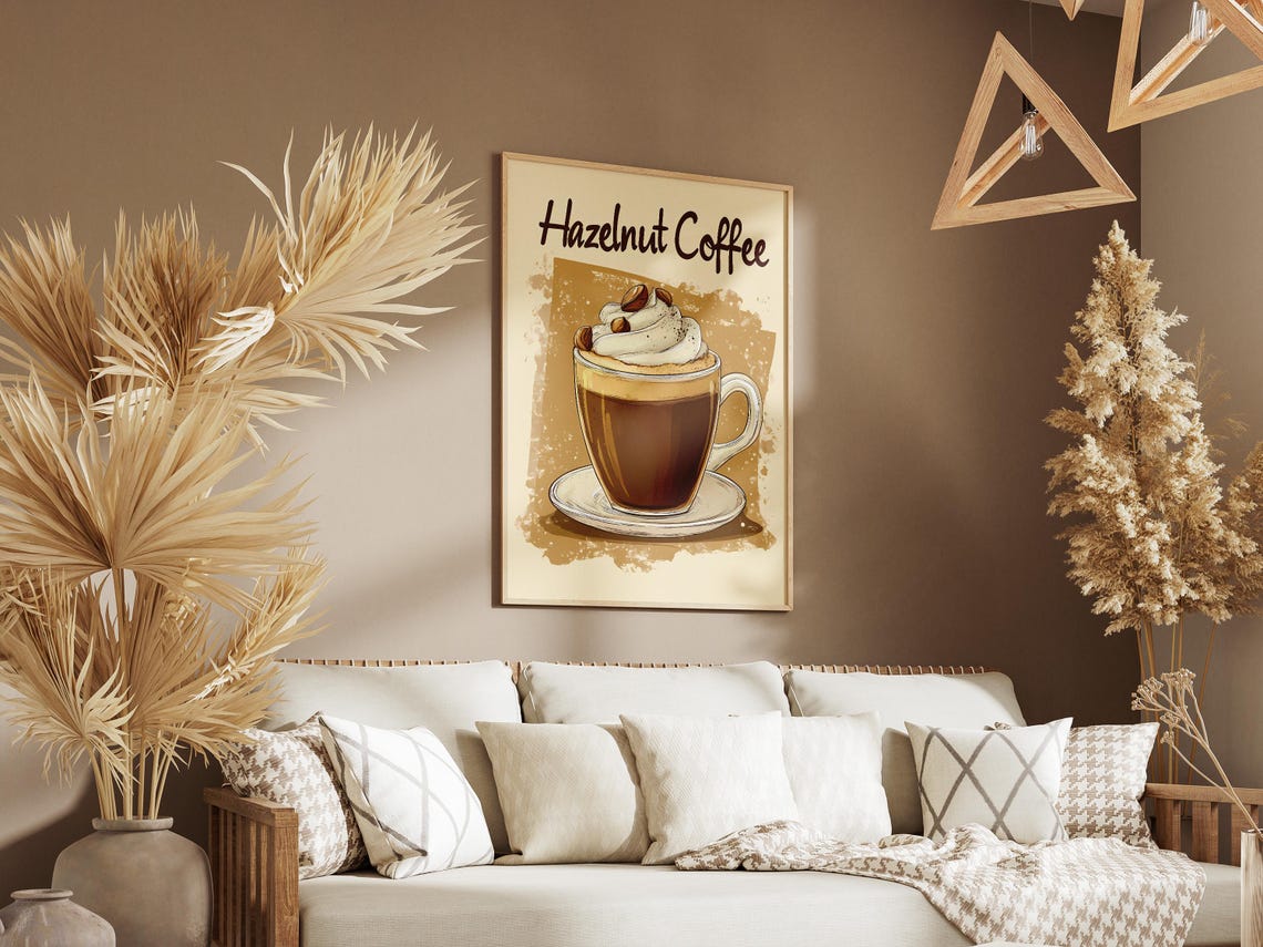 Hazelnut Coffee Whipped Cream Glass Mug Retro Cafe Menu Poster - Image 3