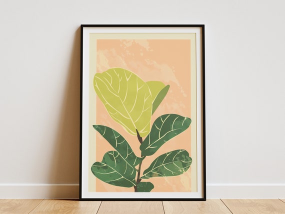 Fiddle Leaf Fig Plant Poster Minimalist Art Print Botanical Wall Decor Green Leaf Art Home Decor Living Room Art