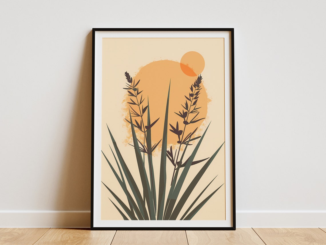 Yucca Plant Desert Sunset Minimalist Boho Botanical Art Poster