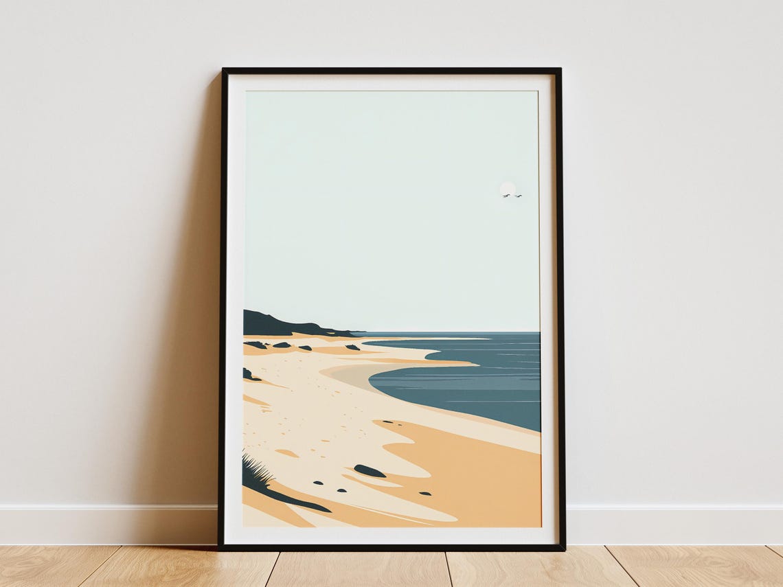 Sudan Beach Minimalist Seascape Sandy Shore Pale Coast Poster