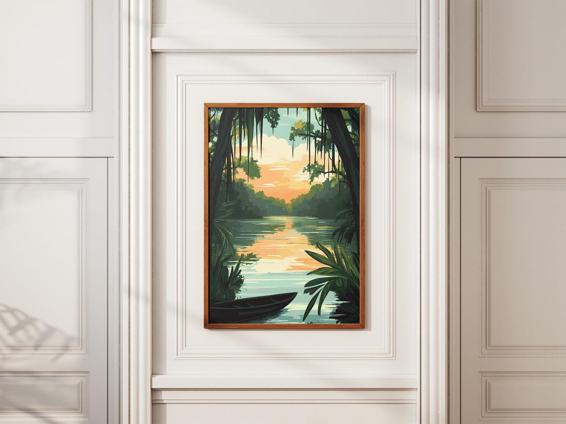 Bayou Bartholomew Sunset Canoe Louisiana Swamp River Dusk Poster - Image 2