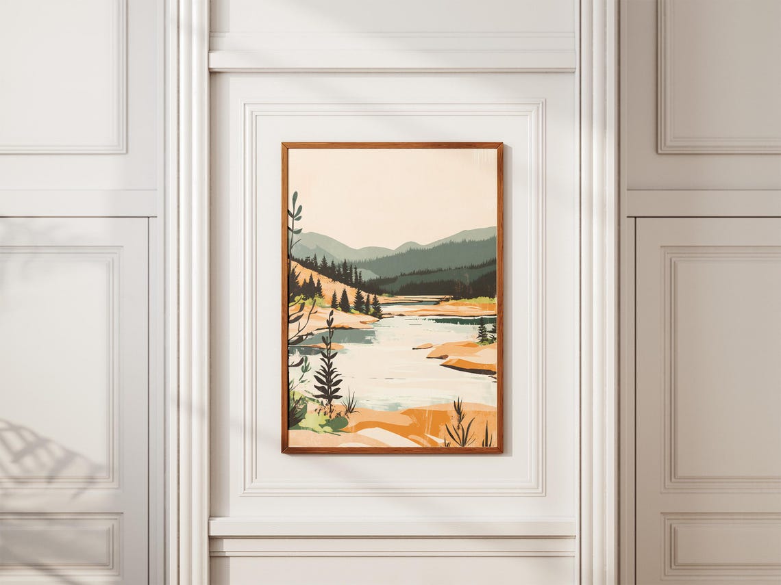 Forest Lake With Sandy Shores And Pine Mountain Views Poster - Image 2