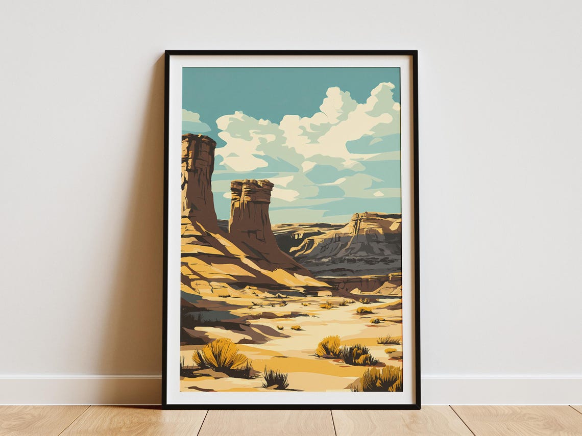 Argentina Ischigualasto Talampaya Natural Parks Poster South America Desert Landscape Print Travel Art National Park Illustration Vintage