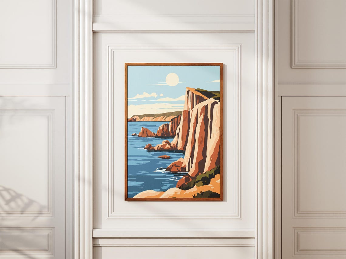 Valdes Peninsula Argentina Red Cliffs Sea Stacks White Sun Poster - Image 2