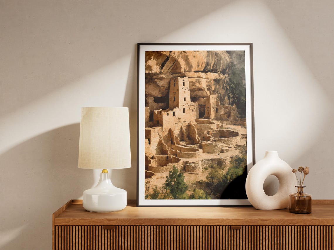 Mesa Verde National Park Cliff Palace Ancient Ruins Art Poster - Image 4
