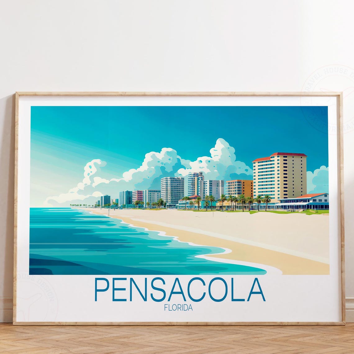 Pensacola Florida Beachfront Hotels Tropical Shoreline Poster