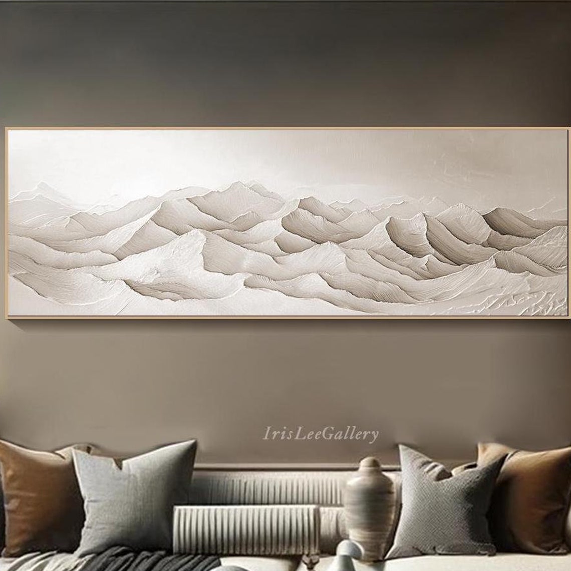 Beige Ivory Textured Plaster Mountains Minimalist Wabi Sabi Art Poster