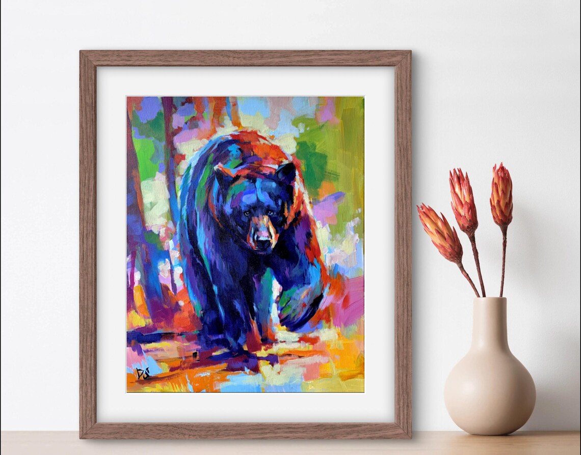 Black Bear Portrait Wildlife Art Print, Gentleman Style - Image 2