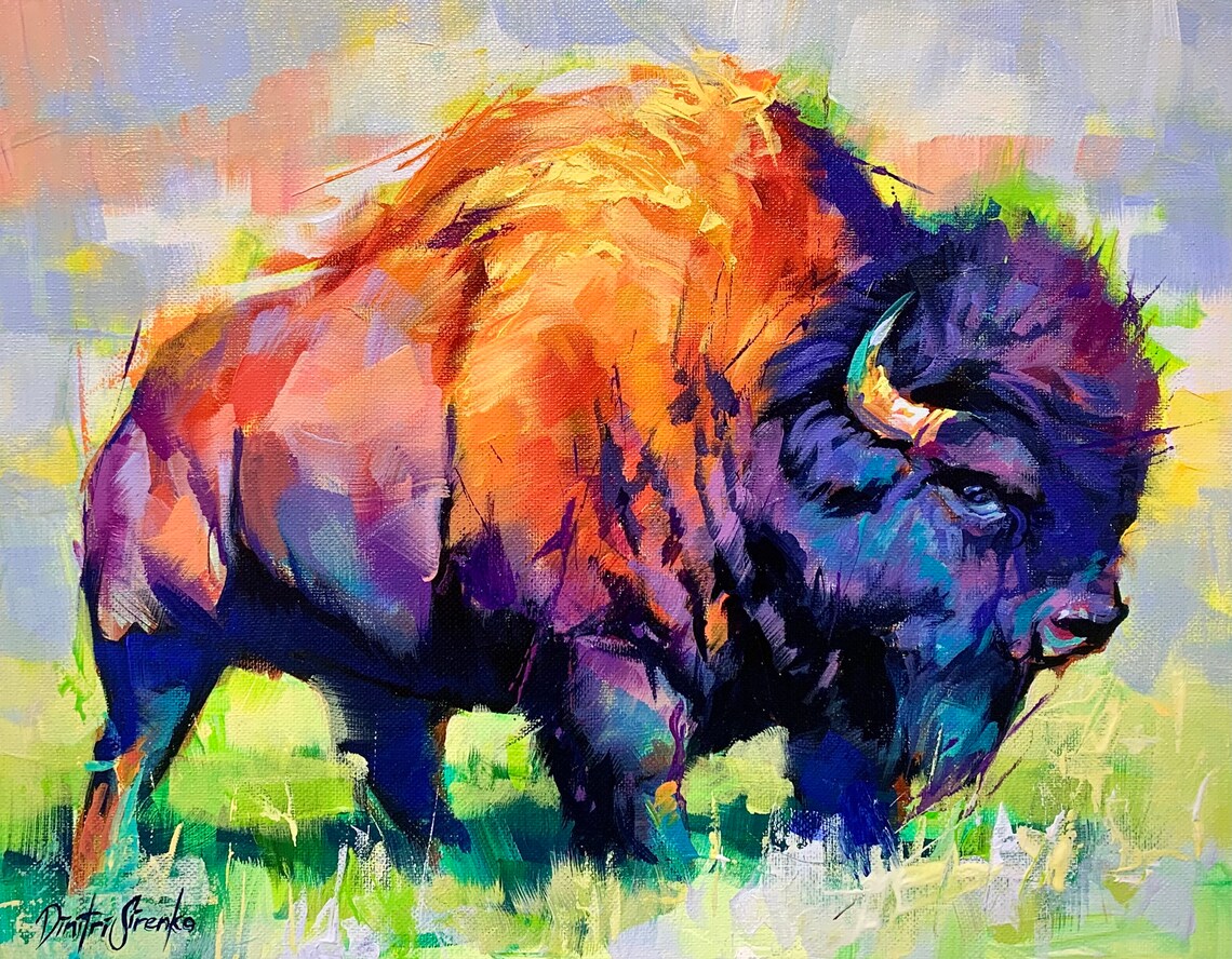 Bison Mountain Art Print, Nature Landscape Poster