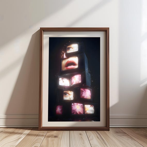Liminal Space Art Print Surreal Retro Tv Poster For Dorm Room Vaporwave Decor Dreamcore Moody Wall