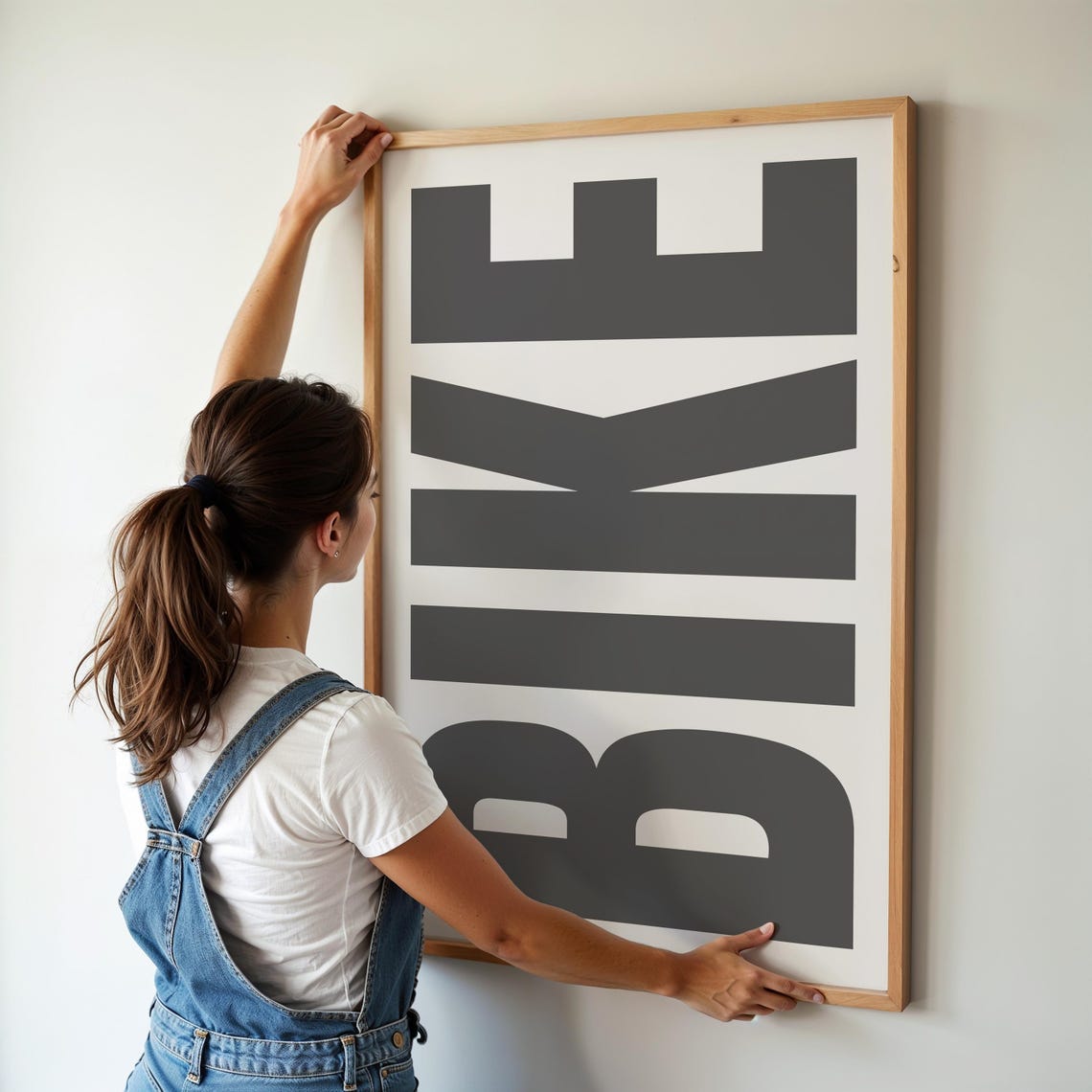 Bike Typography Poster Bold Stacked Letters Modern Cycling Art