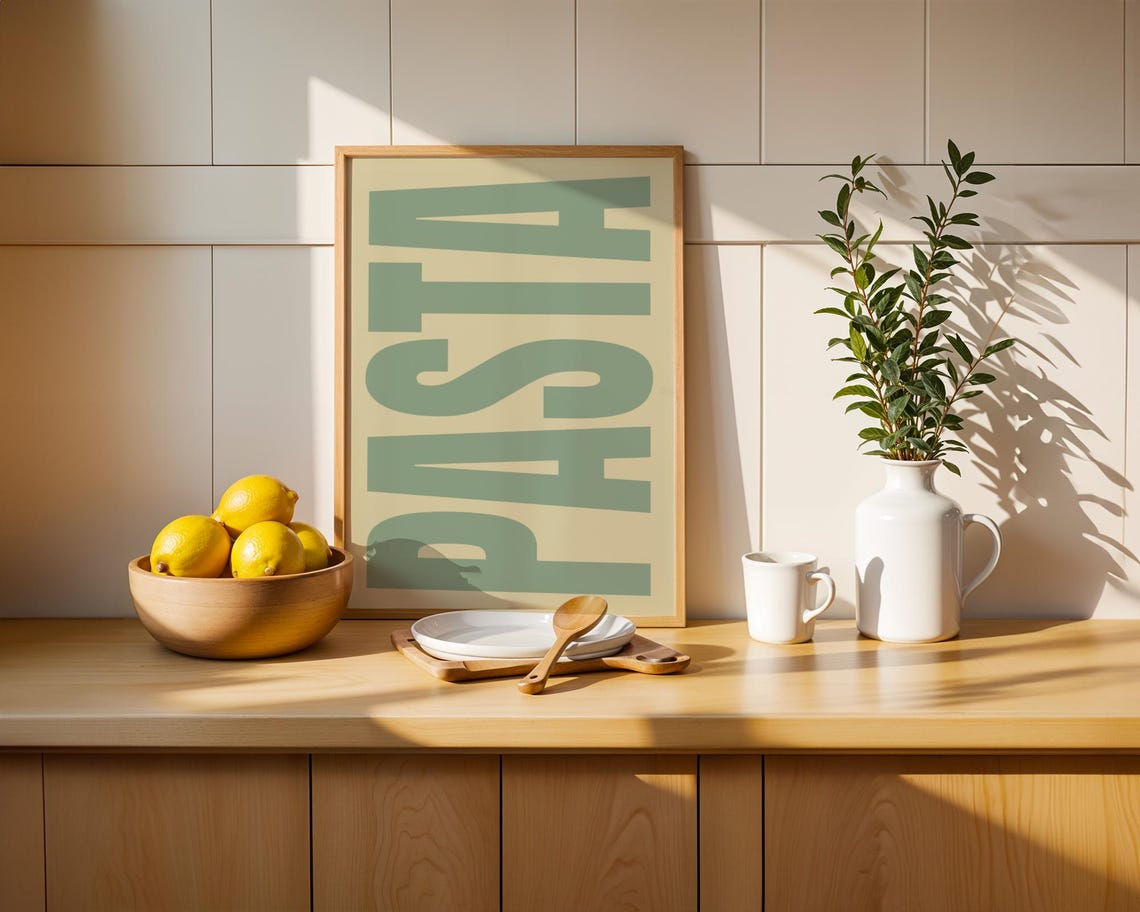 Pasta Sage Green Typography Kitchen Italian Food Lover Poster - Image 2