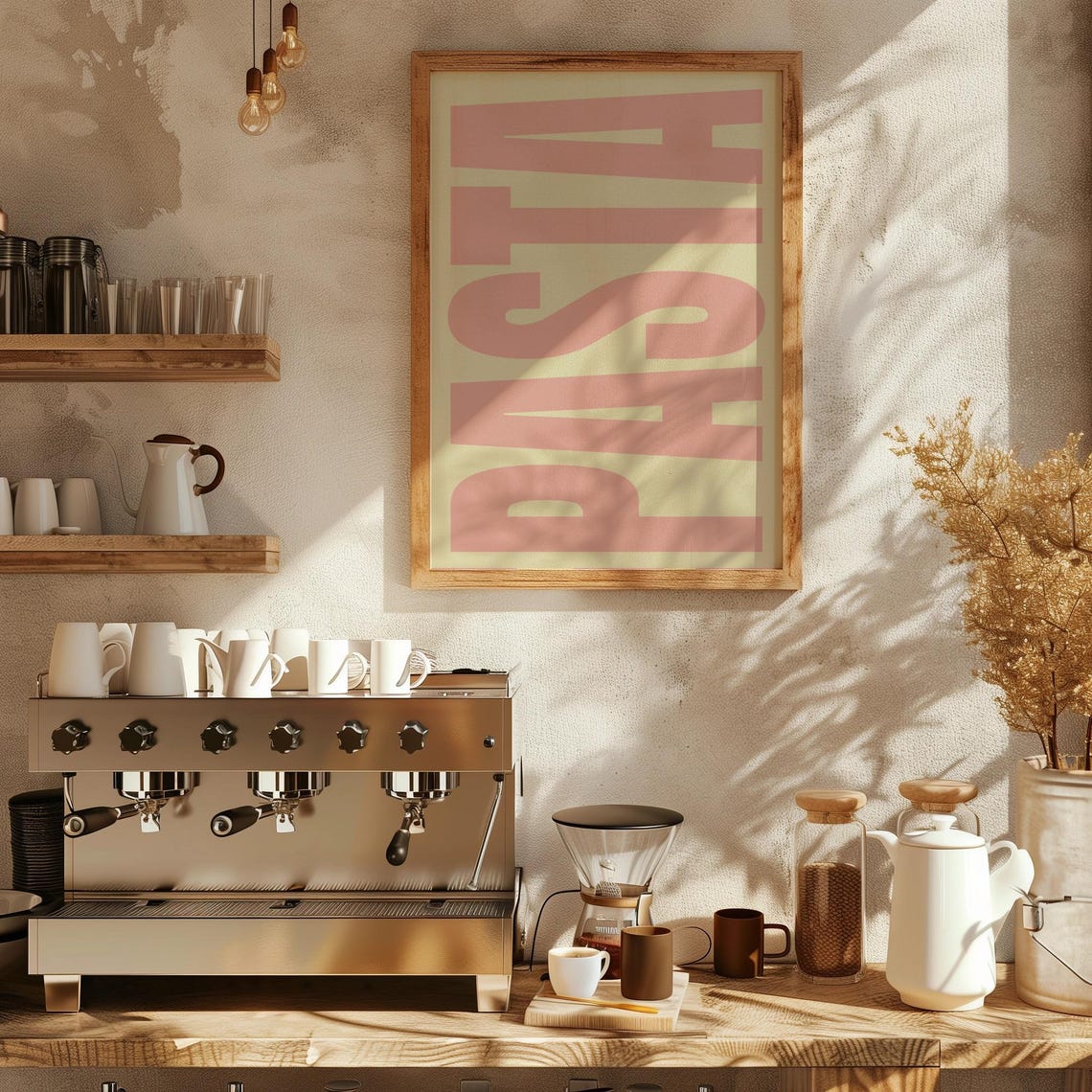 Pasta Kitchen Typography Poster with Bold Pink Letter Design - Image 3