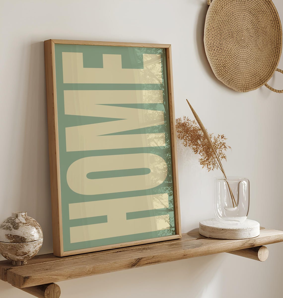 Home Typography Poster Sage Green Beige Bold Modern Word Art