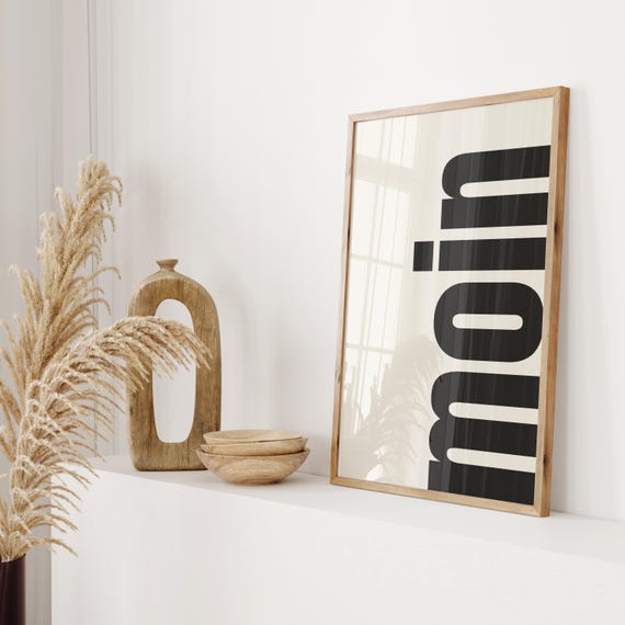 Moin Poster, Soft Black Lettering on Beige