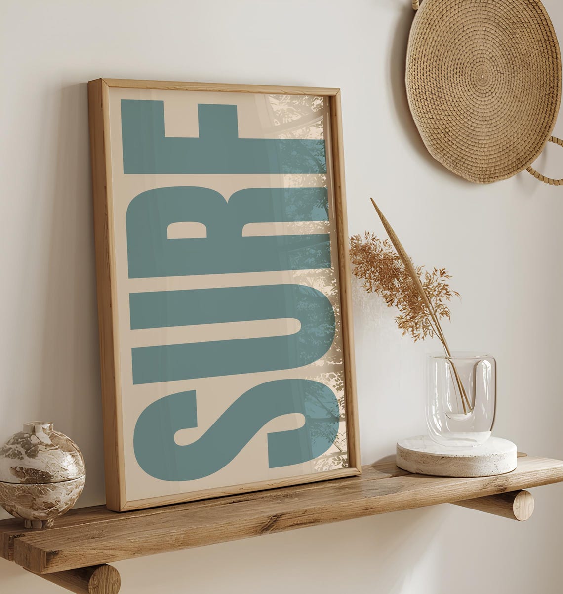 Surf Poster Beige Neutral Prints Blue Typography Art Print - Image 2