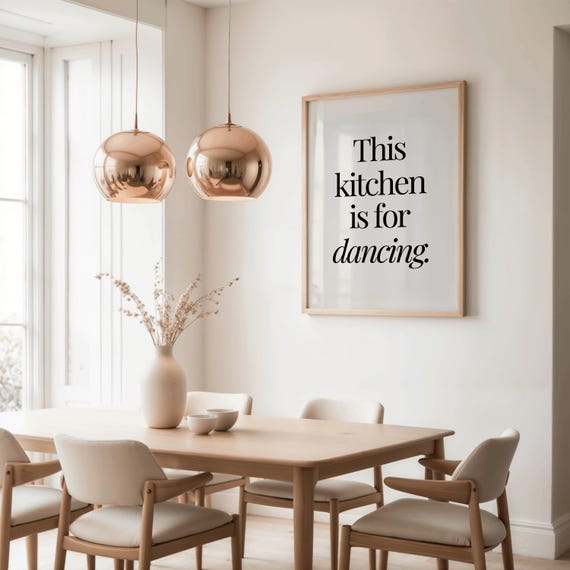 Kitchen Print This Is For Dancing Funny Quote Poster Black And Light Beige