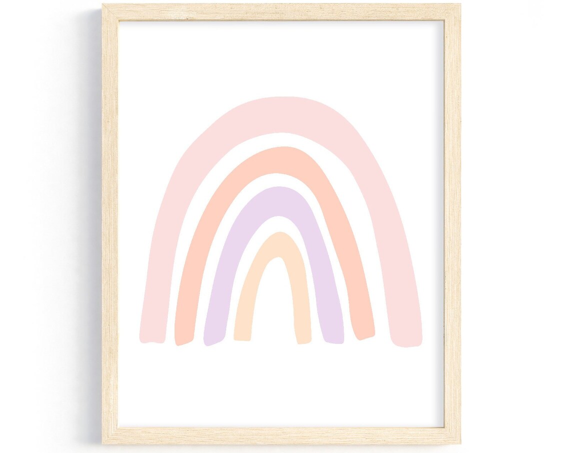 Pink Peach Purple Pastel Rainbow Boho Girls Nursery Wall Art Poster