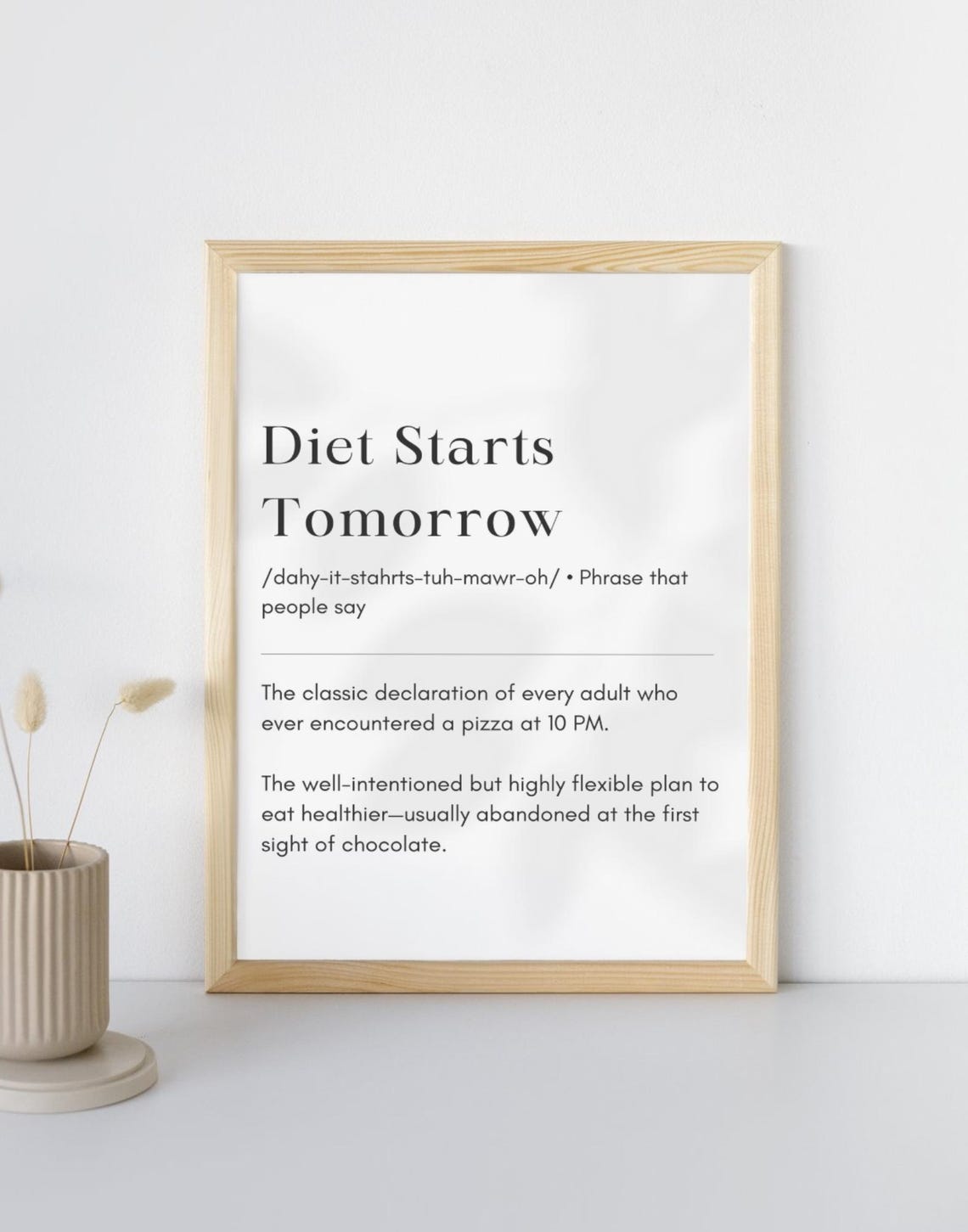 Diet Starts Tomorrow Definition Dictionary Style Funny Kitchen Poster - Image 2