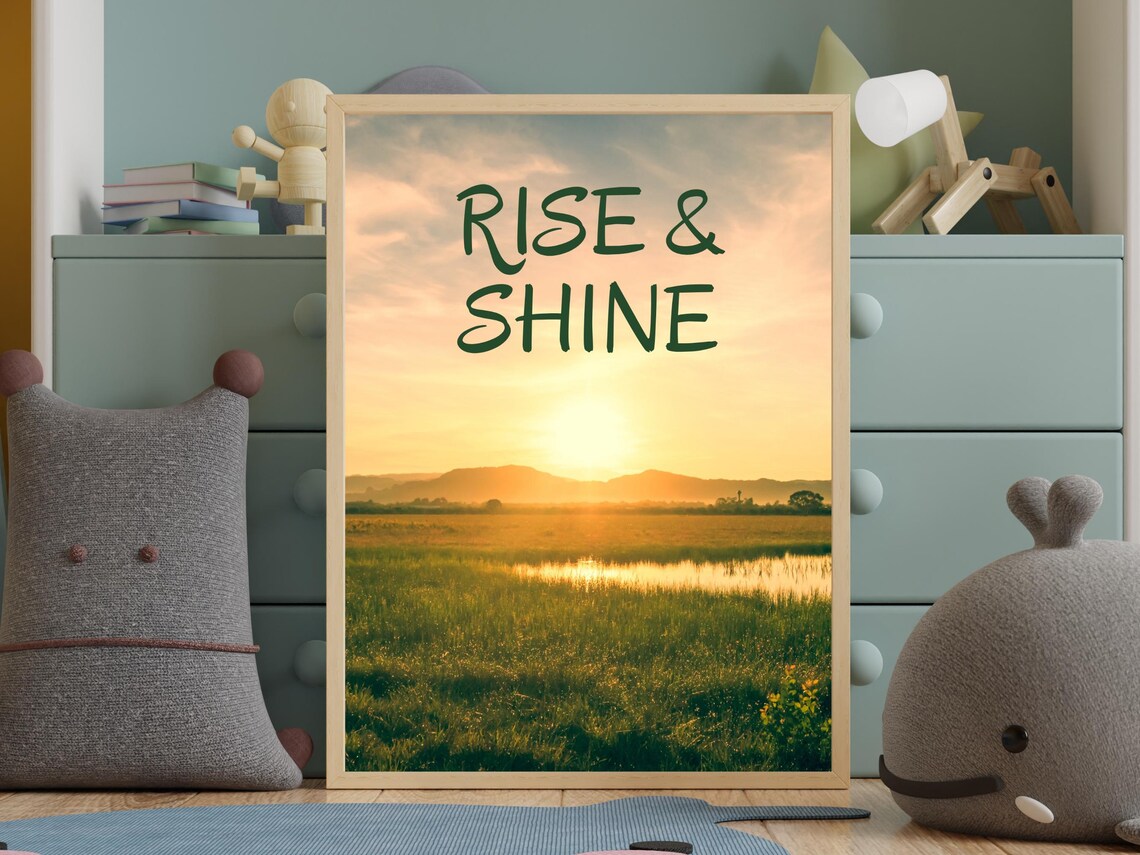 Rise And Shine Golden Sunrise Field Photo Morning Kids Nursery Poster