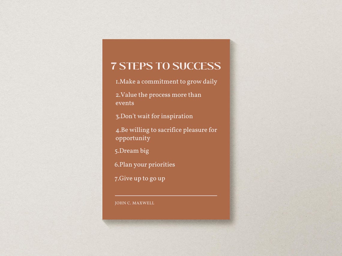John C Maxwell 7 Steps To Success Leadership List Quote Poster - Image 3