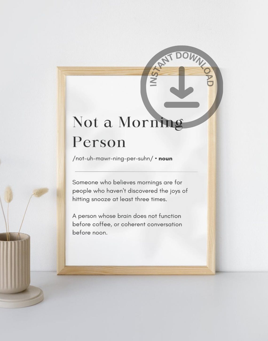 Not A Morning Person Funny Definition Coffee Humor Quote Poster - Image 3
