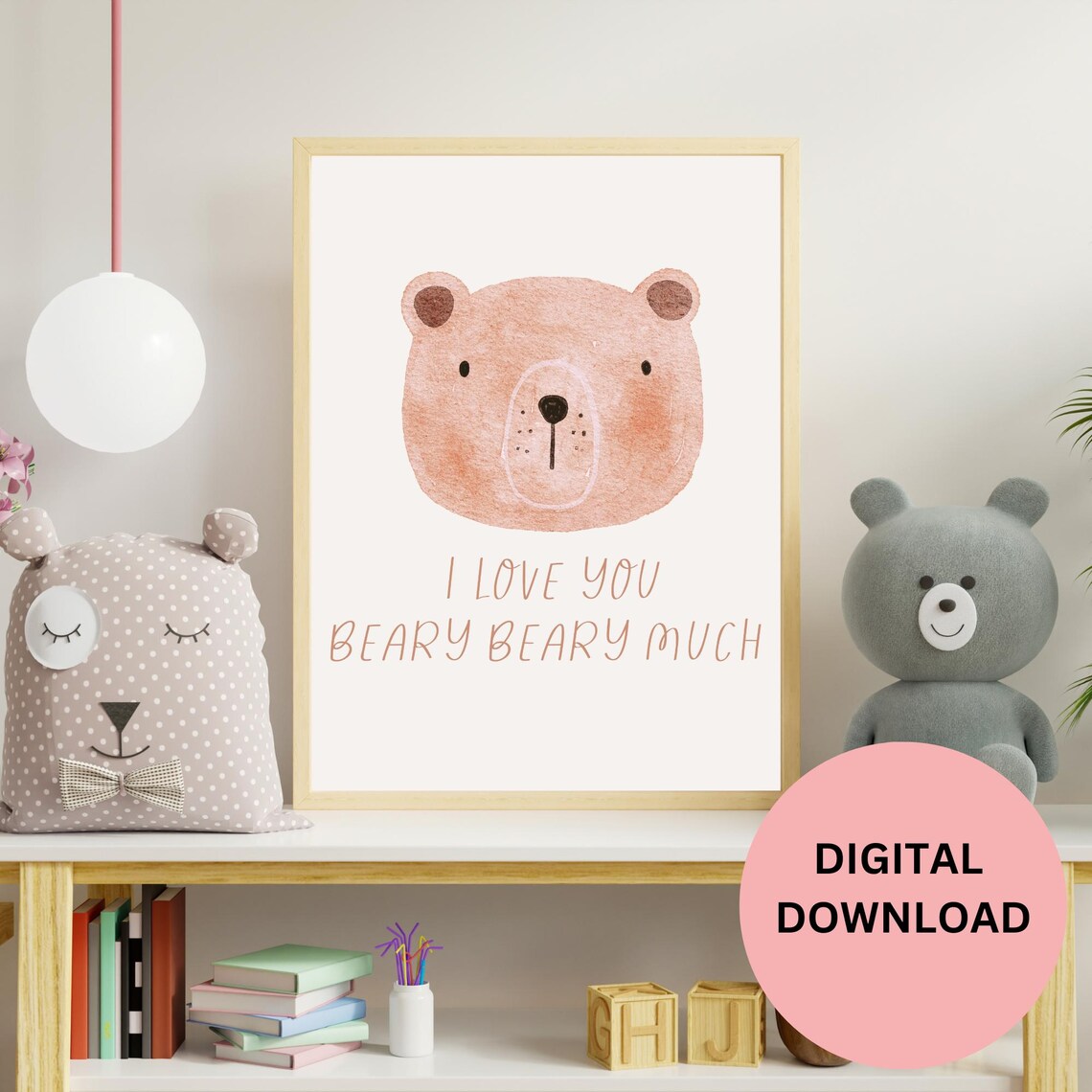 Sweet Teddy Bear Wall Art Nursery Decor For Kids Rooms I Love You Print Heartfelt Gift For New Parents Cute Baby Showers Gift Print