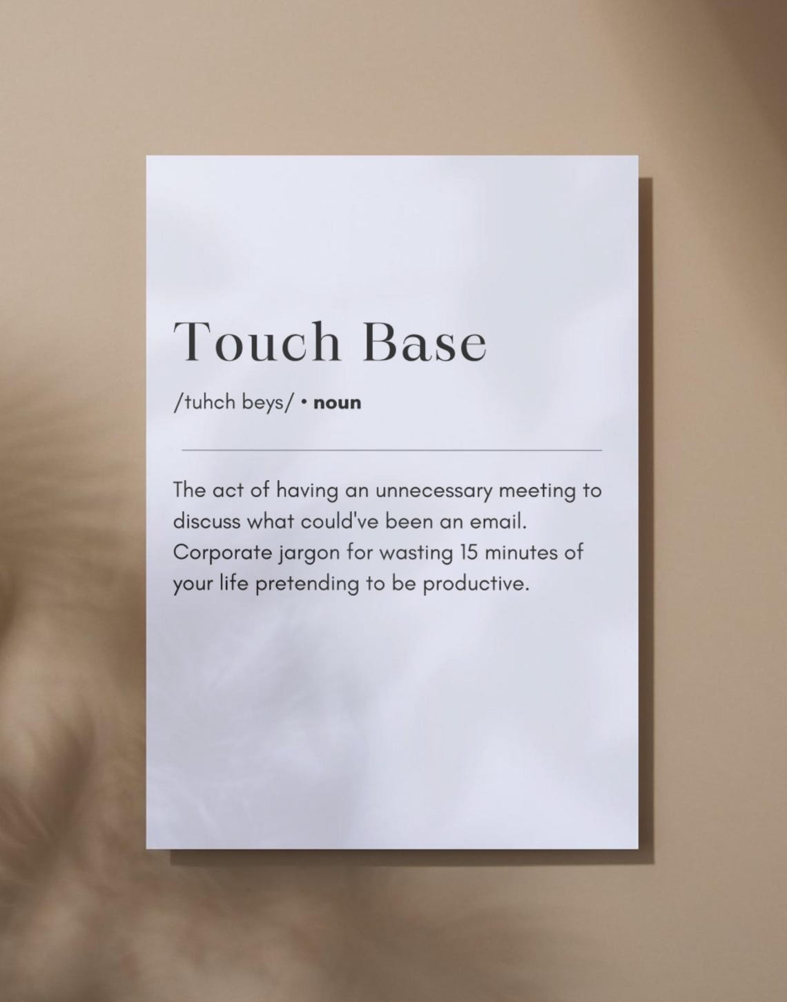 Touch Base Definition Funny Corporate Meeting Jargon Humor Poster - Image 3
