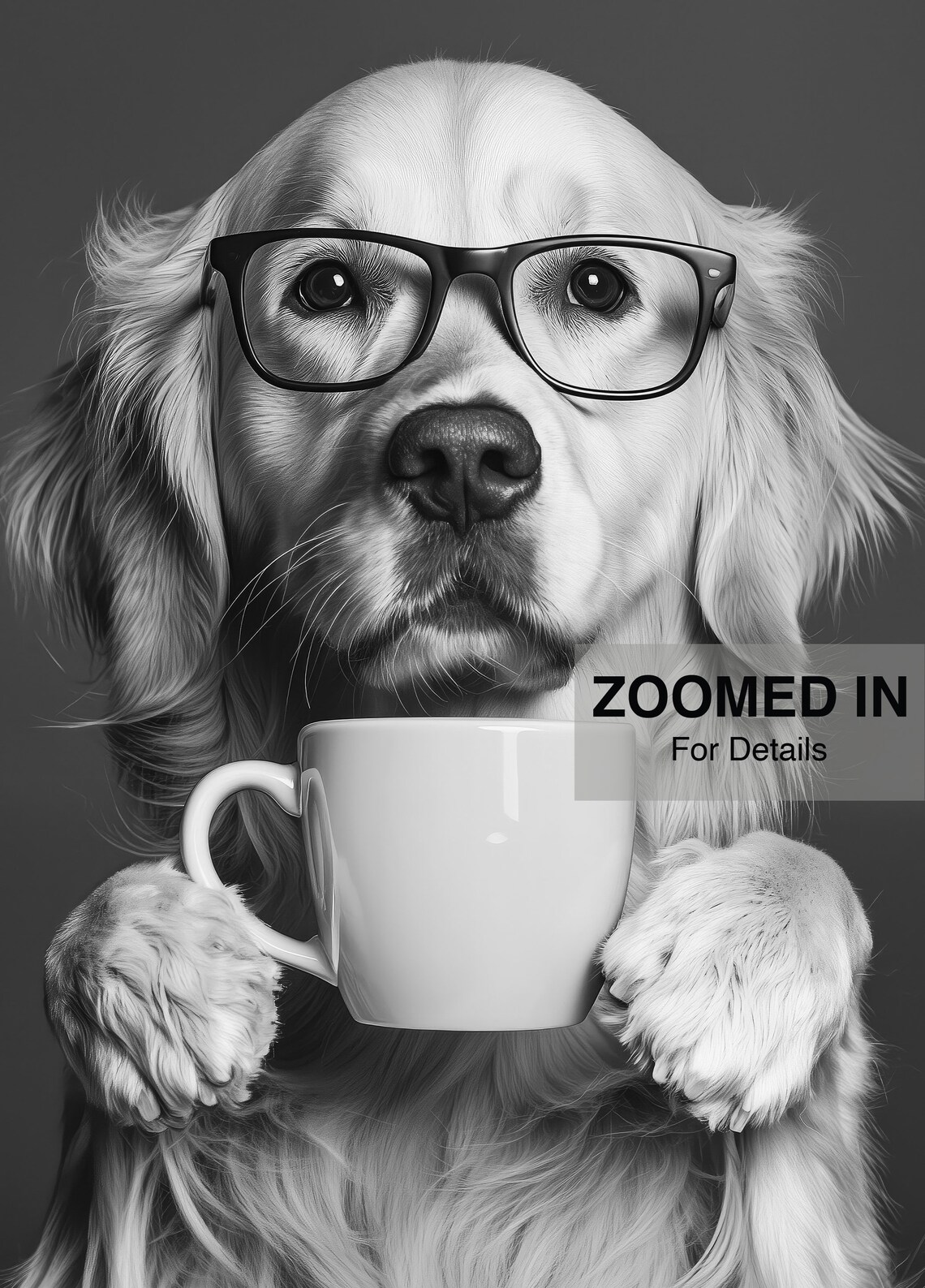 Golden Retriever Drinking Coffee, Funny Dog Art Print - Image 5