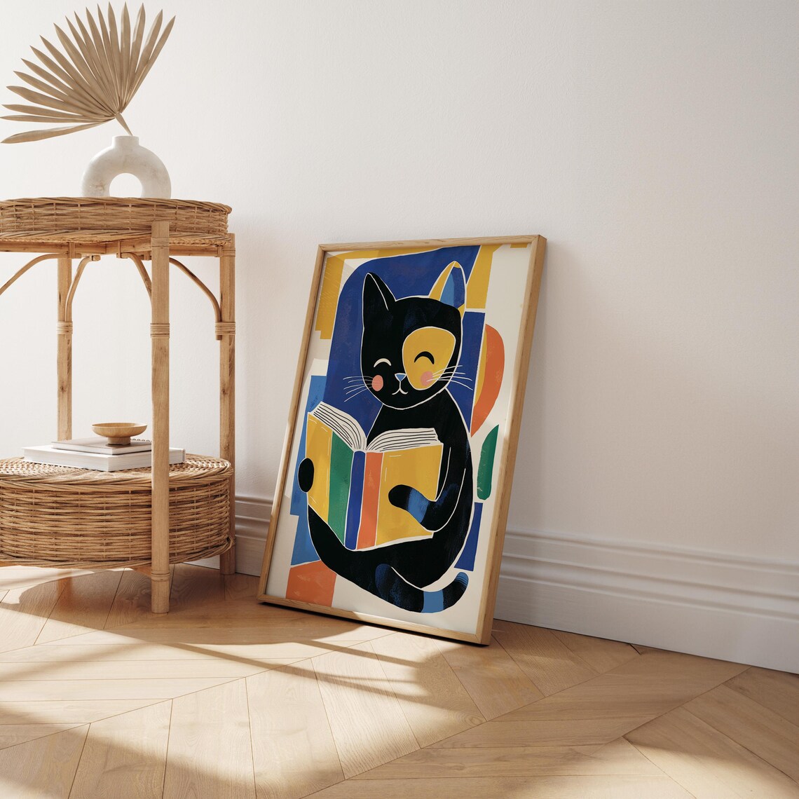 Cat Reading A Book, Cute Modern Art Print - Image 5