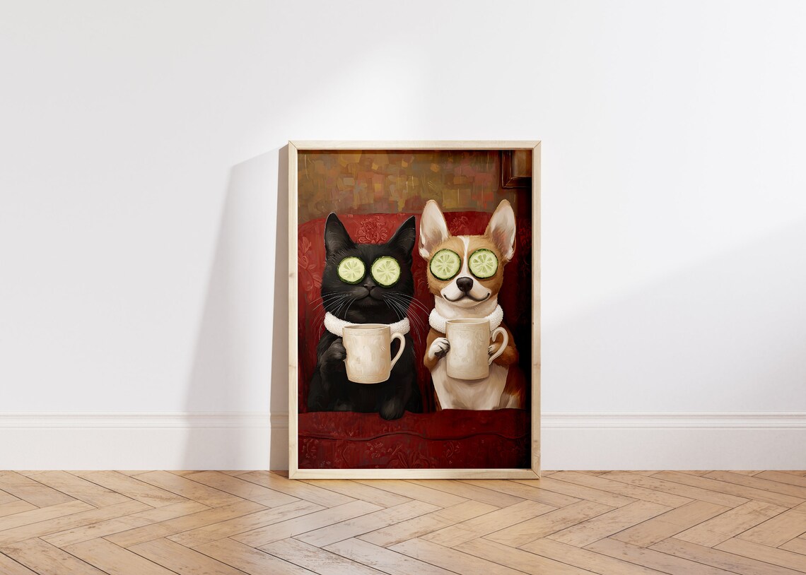 Cute Cat And Dog Poster, Funny Pet Illustration - Image 6