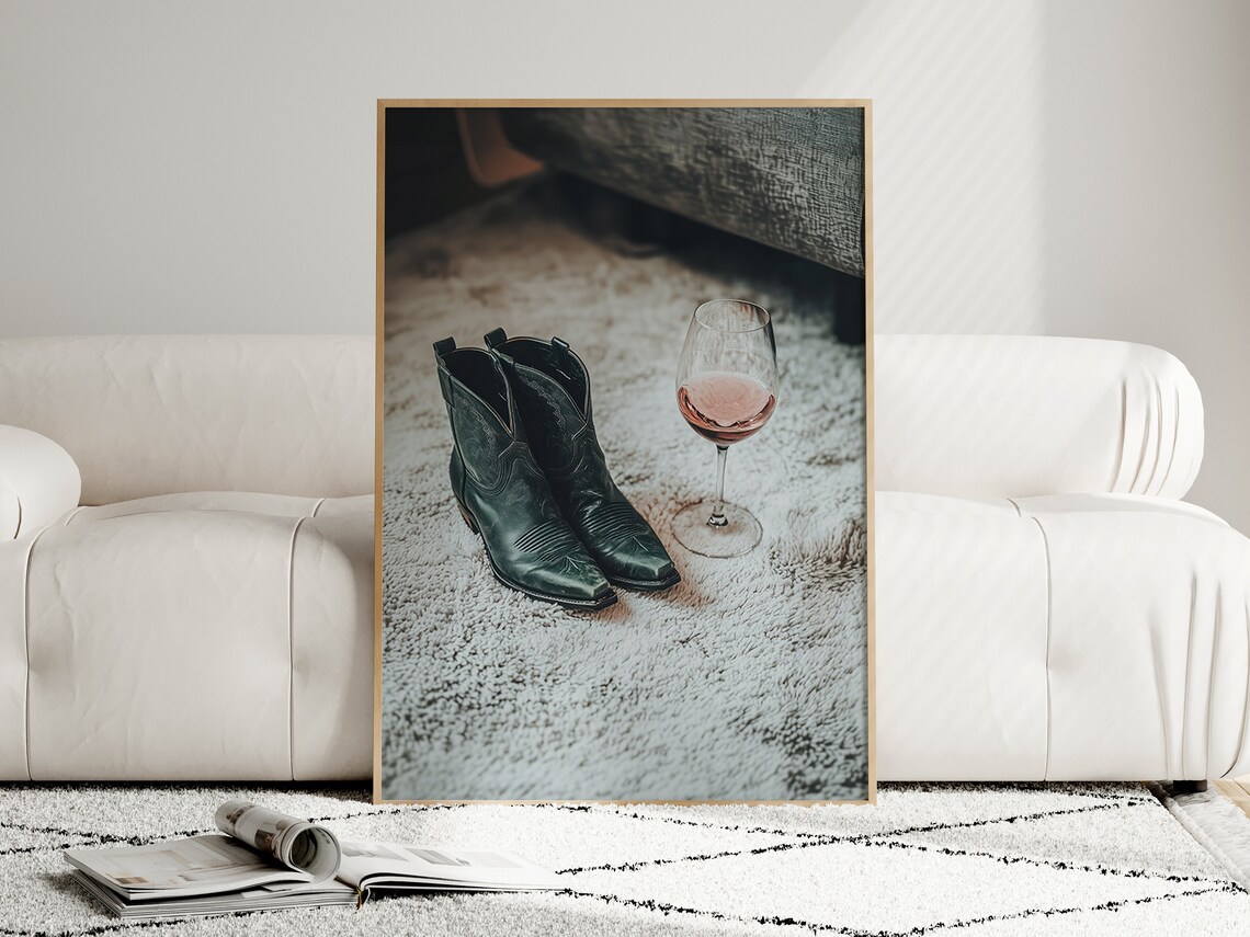 Cowgirl Boots and Ros Wine Retro Cowgirl Poster - Image 4