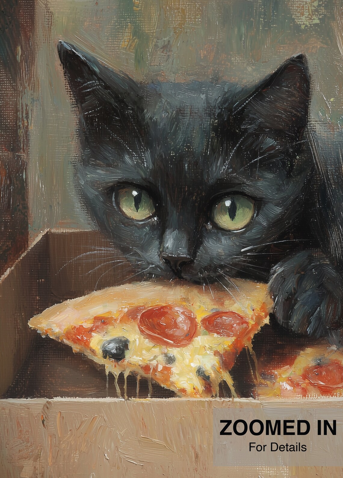 Cute Cat Eating Pizza, Funny Kitchen Art Print - Image 5