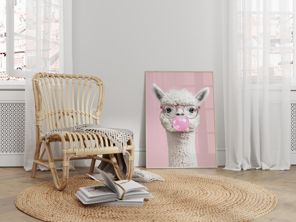 Llama Wall Art Poster, Funny Alpaca With Glasses - Image 3