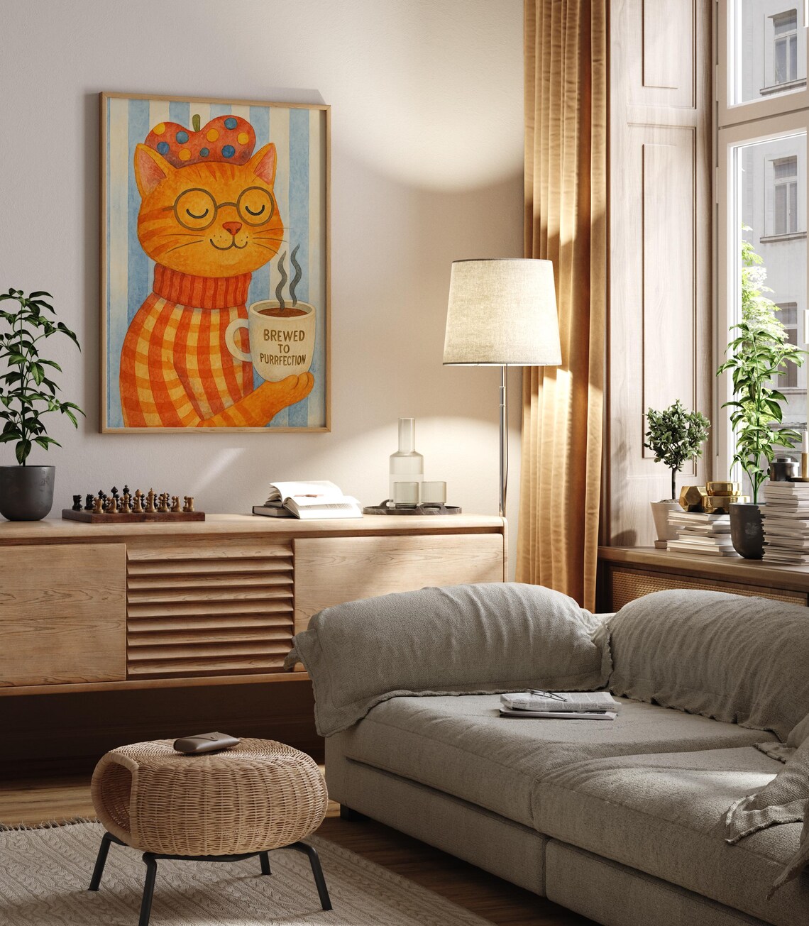 Cat Coffee Poster, Cozy Cat Kitchen Decor - Image 3