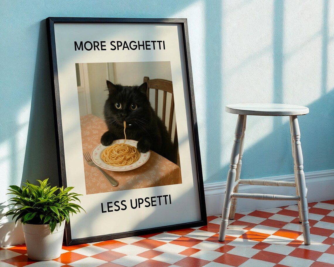 Funny Spaghetti Cat, More Spaghetti Less Upsetti - Image 3