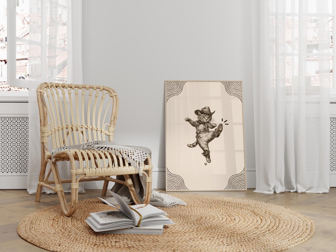Cowboy Cat Print, Funny Poster Print - Image 3