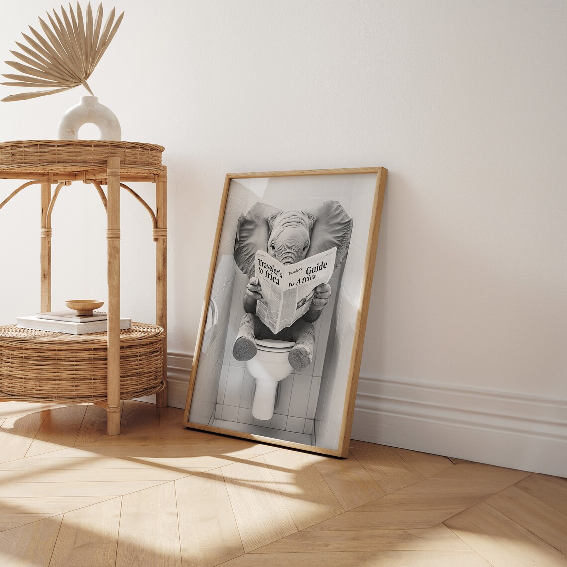 Elephant Sitting on the Toilet Reading a Newspaper, Funny Poster - Image 6